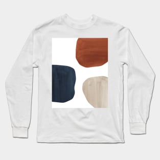 Terracotta, navy and beige organic shapes Long Sleeve T-Shirt